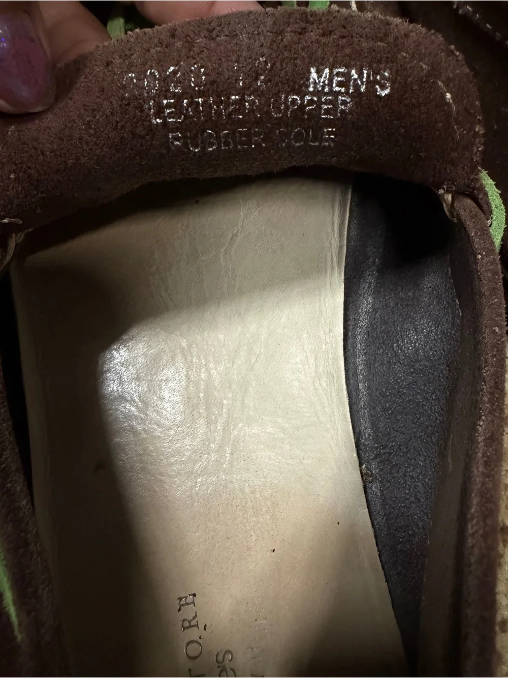 The Men's Store Brown Suede Loafers with Green Laces